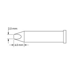 Power 60&deg; Chisel Solder Tip, 2.5 x 6.0mm