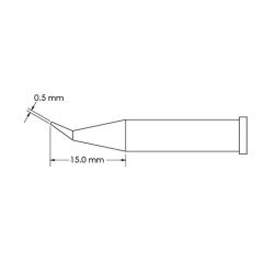 Bent Conical Reach Solder Tip, 0.5 x 15mm