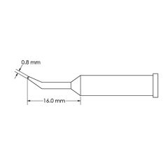 Bent Conical Access Solder Tip, 0.8 x 16mm