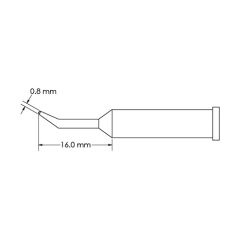 Metcal GT6-CN1608R-PK Bent Access Conical Soldering Tip, 8.0 x 16mm Drawing