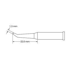 Bent Conical Reach Solder Tip, 1.3 x 22mm