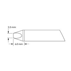 Power 60&deg; Chisel Solder Cartridge, 2.5 x 6.0mm