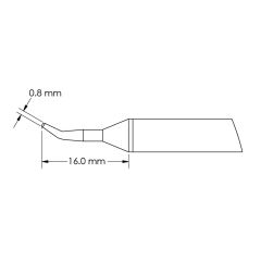 Bent Conical Access Solder Cartridge, 0.8 x 16mm