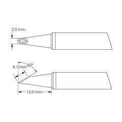 Beveled 60&deg; x 4.1mm Concave Hoof Rework Cartridge, 2.0 x 12mm