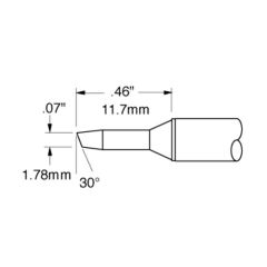 600 Series Beveled 30&deg; x 1.78mm Solder Cartridge, 1.78 x 11.7mm