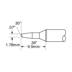 600 Series Beveled 30&deg; x 2.06mm Solder Cartridge, 1.78 x 9.9mm