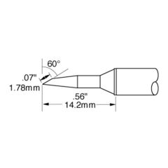 600 Series Beveled 60&deg; x 1.78mm Solder Cartridge, 0.83 x 6.4mm