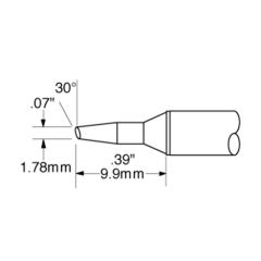 500 Series Beveled 30&deg; x 2.06mm Solder Cartridge, 1.78 x 9.9mm