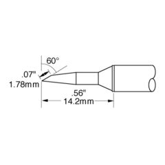 500 Series Beveled 60&deg; x 1.78mm Solder Cartridge, 0.83 x 14.2mm