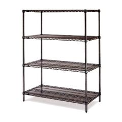 Metro 4ES142463NBL Black Super Erecta 4-Shelf Wire Shelving Rack, 14" x 24" x 63"