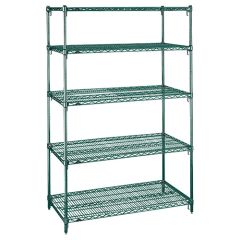 18" x 60" x 74" Metroseal&reg; Green Wire Shelving Unit with 5 Super Adjustable&trade; Wire Shelves