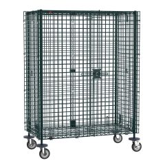 Metro SEC55EK3 Metroseal&reg; Green Security Cart with Braking Casters, fits 24" x 48" Shelves