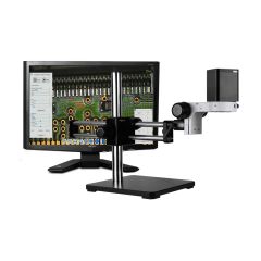 Scienscope MAC-PK5D-A1 1080p All-One Camera Digital Video Inspection System with Diffused LED Ring Light, Dual Arm Ball-Bearing Boom Stand, & 23" LCD Monitor